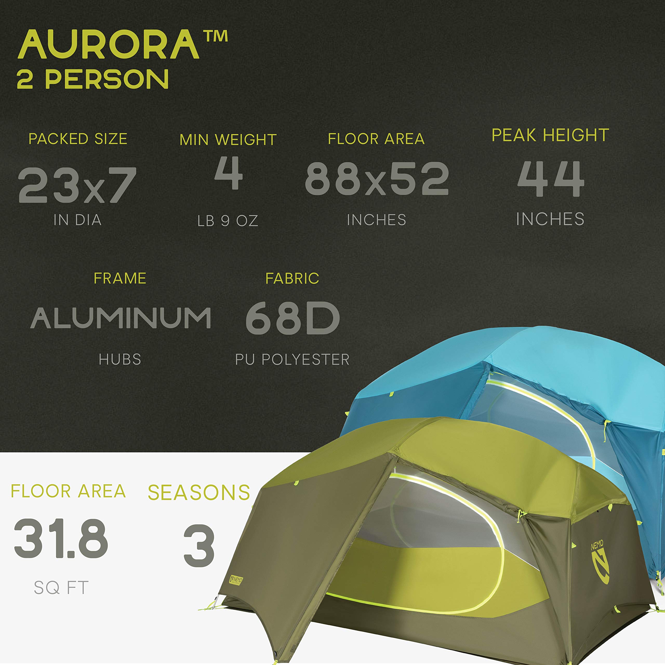 NEMO ニーモ 　AURORA 2P　ノバグリーン　オーロラ 2P Shop Aurora 2P Tent & Footprint | VPO Canada